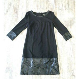 Laundry By Shelli Segal Black Shift Dress Faux Leather Trim Accents Sz 6